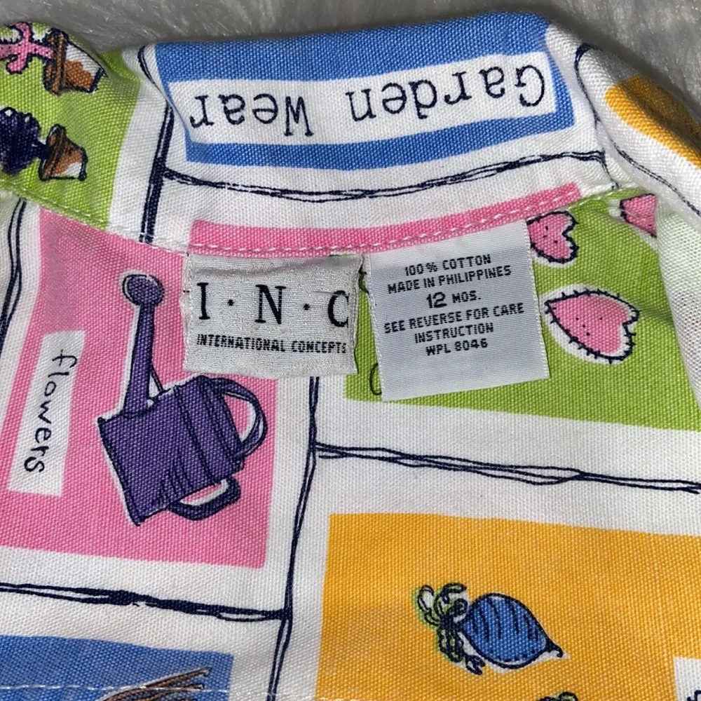 Vintage I.N.C international Concepts Baby Garden Theme Print Shirt/Jacket 12M